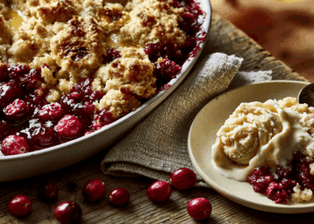 Rustic Cranberry Cobbler With Crumbly Buttery Topping