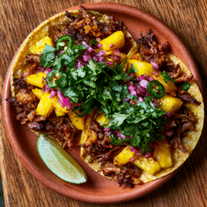 Crispy Pork Carnitas Tacos With Pineapple Salsa