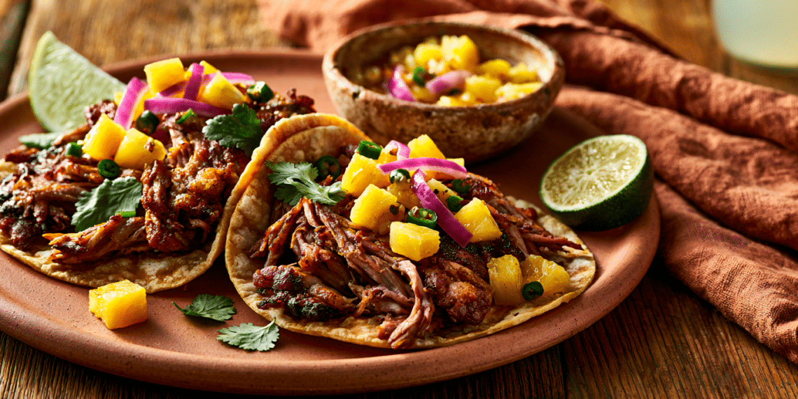 Crispy Pork Carnitas Tacos With Pineapple Salsa