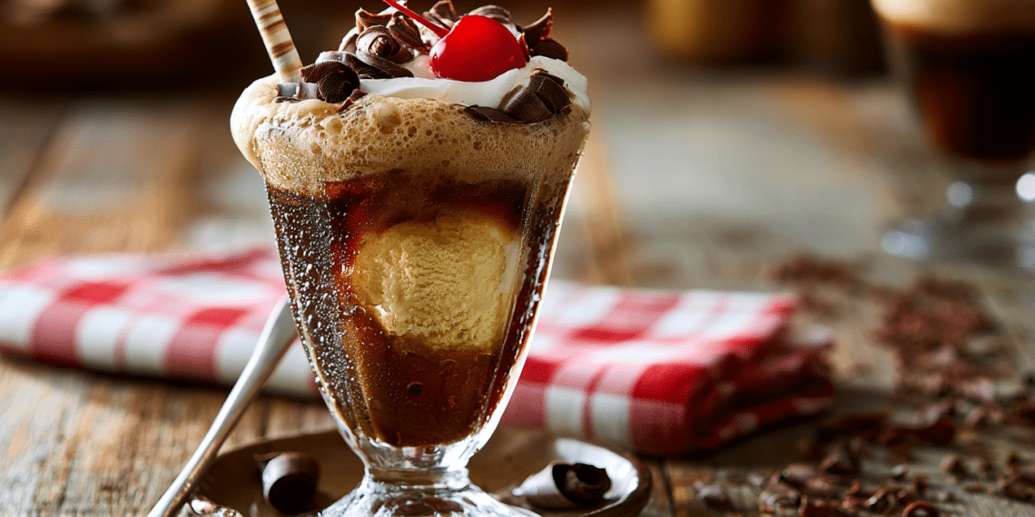 Gourmet Root Beer Float With Chocolate Shavings