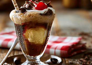Gourmet Root Beer Float With Chocolate Shavings