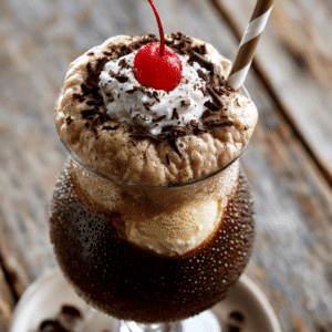 Gourmet Root Beer Float With Chocolate Shavings