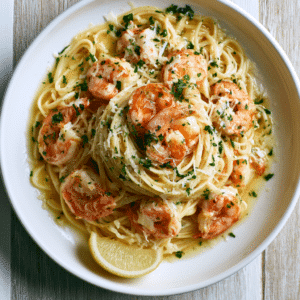Garlic Parmesan Shrimp Scampi With Linguine