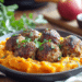 Pork Apple Meatballs With Sweet Potato Mash
