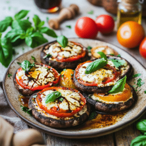 Mediterranean Caprese Mushrooms: A Delightful Vegetarian Delight - Thefoodiebunch Caprese Stuffed Portobello Mushrooms