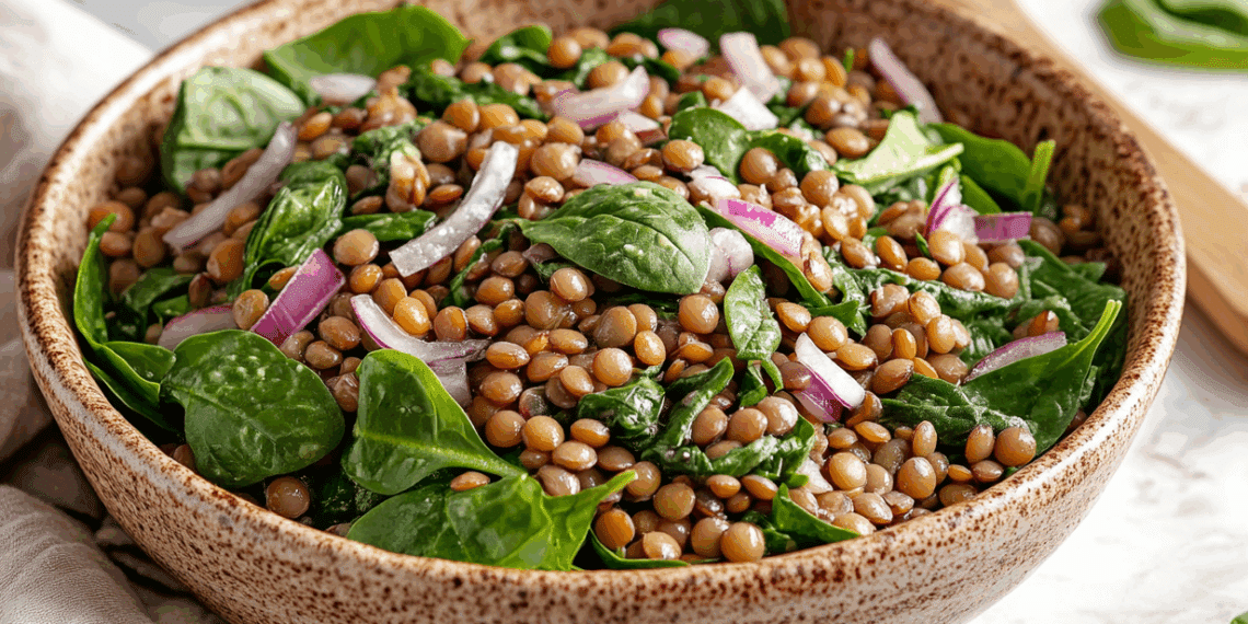 Mediterranean Warmth: Lentil And Spinach Salad Delight
