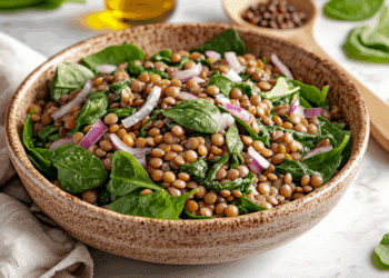 Mediterranean Warmth: Lentil And Spinach Salad Delight