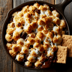 Fireside Favorite: Gooey S'Mores Skillet Dip Delight - Thefoodiebunch S'Mores Skillet Dip (4 Ingredients, 15 Minutes)