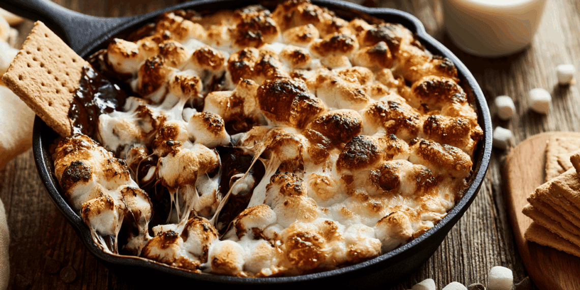 Fireside Favorite: Gooey S'Mores Skillet Dip Delight - Thefoodiebunch S'Mores Skillet Dip (4 Ingredients, 15 Minutes)