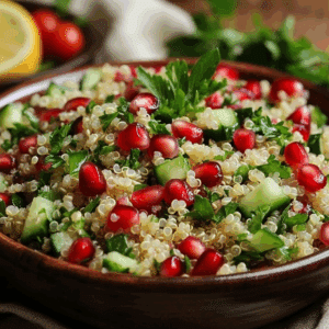 Fresh Mediterranean Quinoa Tabbouleh With Pomegranate Seeds - Thefoodiebunch
