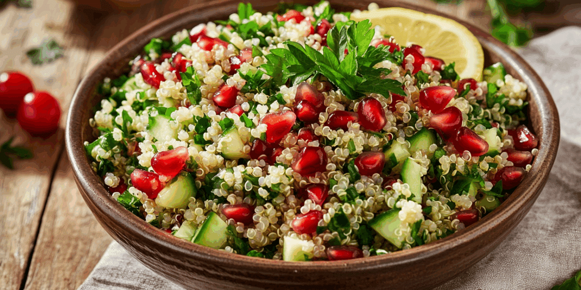 Fresh Mediterranean Quinoa Tabbouleh With Pomegranate Seeds