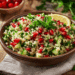 Fresh Mediterranean Quinoa Tabbouleh With Pomegranate Seeds