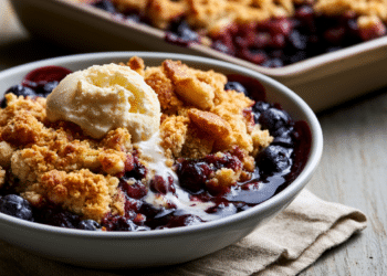 Easy Blueberry Cobbler With Vanilla Ice Cream
