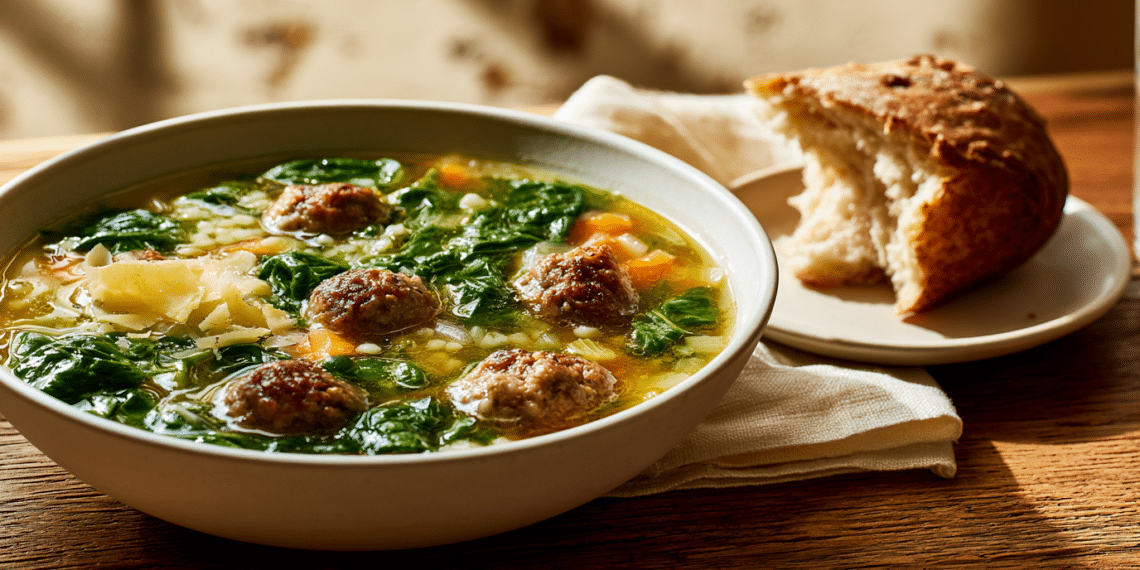 Italian Wedding Soup With Tender Meatballs