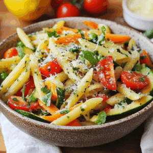 Zesty Mediterranean Pasta Primavera With Bright Lemon Dressing - Thefoodiebunch