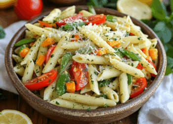 Zesty Mediterranean Pasta Primavera With Bright Lemon Dressing