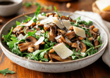 Alpine Mushroom Arugula Salad Celebrates Mountain Flavors