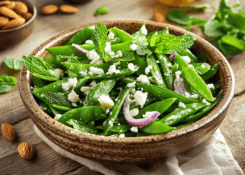 Fresh Mediterranean Snow Pea Salad With Zesty Lemon Dressing