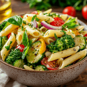 Fresh Pasta Primavera Salad With Zesty Lemon Dressing - Thefoodiebunch