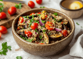 Mediterranean Roasted Eggplant Quinoa Salad Delight
