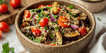 Mediterranean Roasted Eggplant Quinoa Salad Delight
