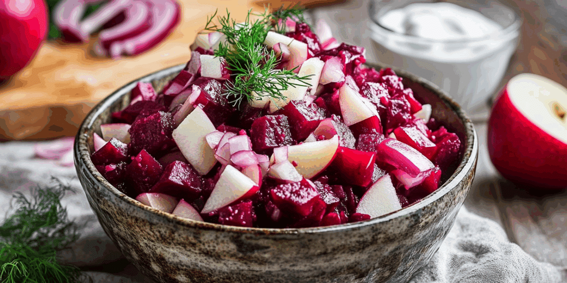 Scandinavian Beet And Apple Salad With Tangy Dressing