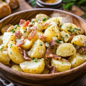 Tangy Warm German Potato Salad With Crispy Bacon - Thefoodiebunch Tangy Warm German Potato Salad With Crispy Bacon - Thefoodiebunch