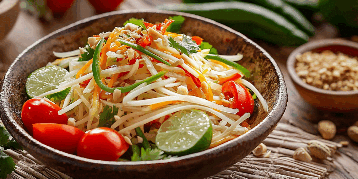 Spicy Lao Green Papaya Salad With Bold Flavor Punch