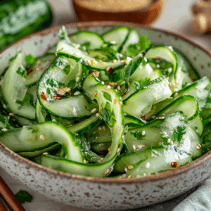 Crisp Asian Cucumber Ribbons With Sesame Dressing - Thefoodiebunch