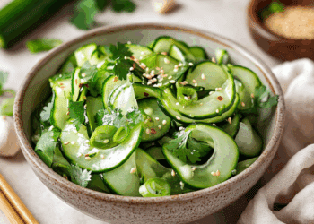 Crisp Asian Cucumber Ribbons With Sesame Dressing