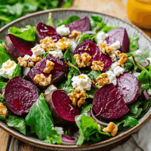 Sweet And Tangy Roasted Beet Salad With Goat Cheese - Thefoodiebunch
