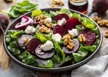 Sweet And Tangy Roasted Beet Salad With Goat Cheese