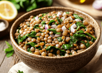 Hearty Mediterranean Lentil And Spinach Salad Bursting With Flavor