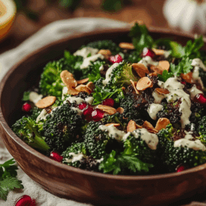 Smoky Charred Broccoli Salad With Creamy Tahini Dressing - Thefoodiebunch