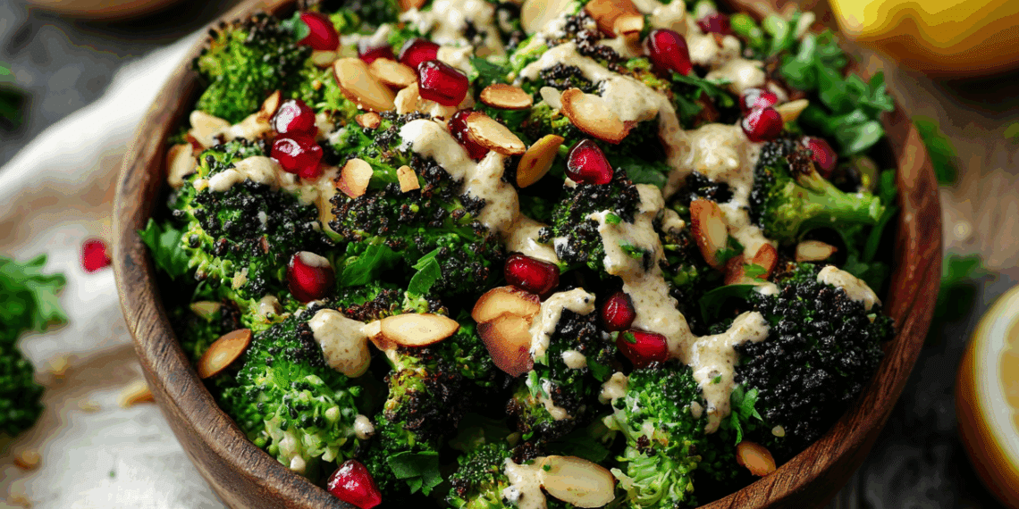 Smoky Charred Broccoli Salad With Creamy Tahini Dressing