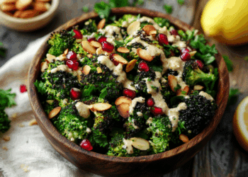 Smoky Charred Broccoli Salad With Creamy Tahini Dressing