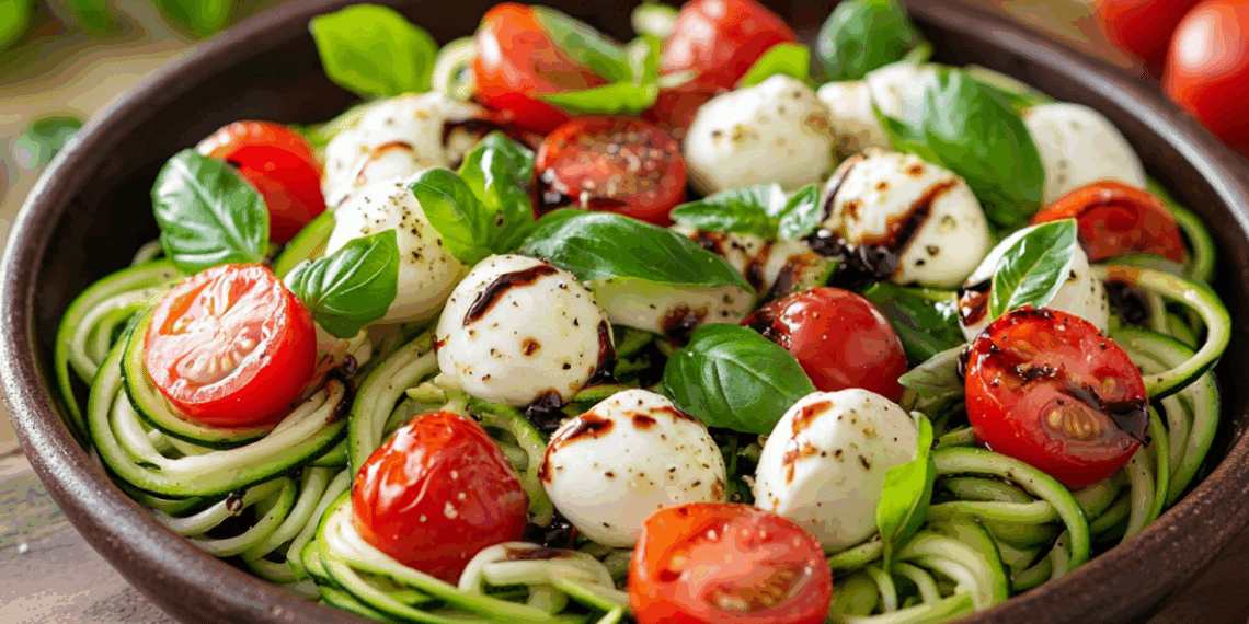 Fresh And Light Zucchini Noodle Caprese Salad
