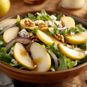 Sweet And Tangy Pear Gorgonzola Salad With Candied Walnuts - Thefoodiebunch