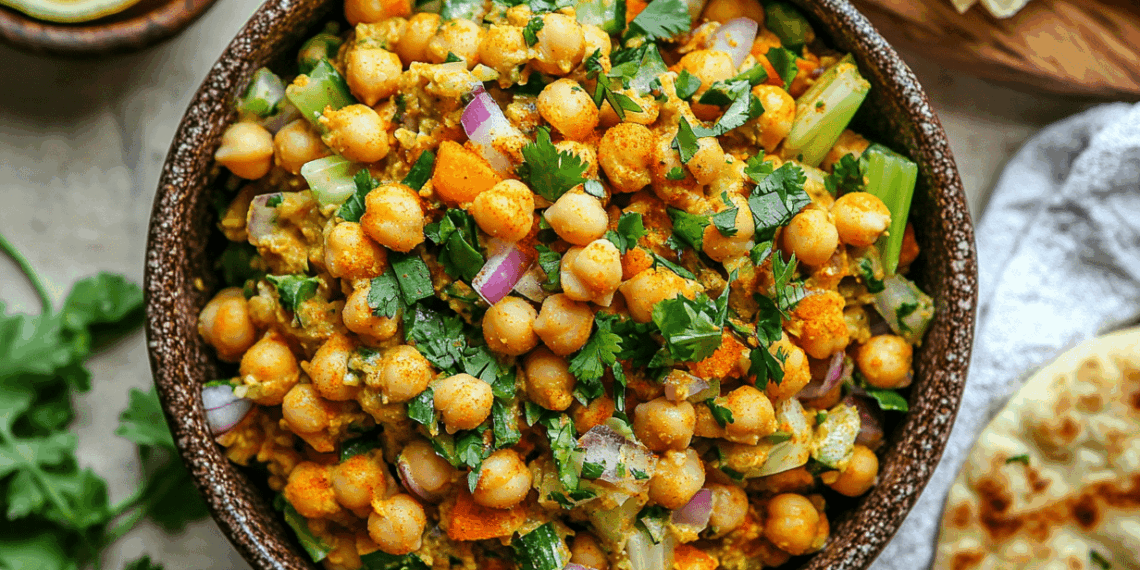 Spicy Chickpea Salad Bursting With Curry And Fresh Herbs