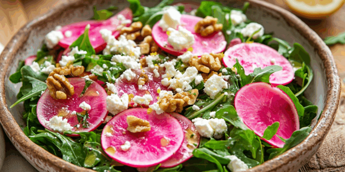 Vibrant Watermelon Radish Salad With Feta And Walnuts