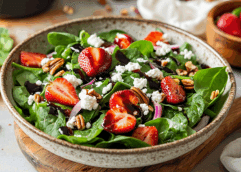 Sweet And Tangy Spinach Salad With Strawberry Delight