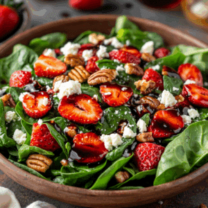 Sweet And Tangy Spinach Strawberry Salad With Balsamic - Thefoodiebunch