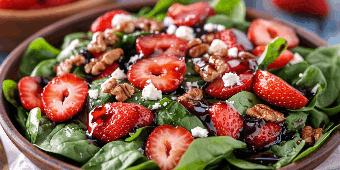 Sweet And Tangy Spinach Strawberry Salad With Balsamic