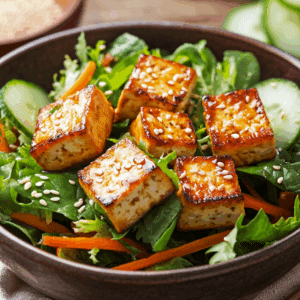 Savory Miso Tofu Salad With Zesty Sesame Dressing - Thefoodiebunch
