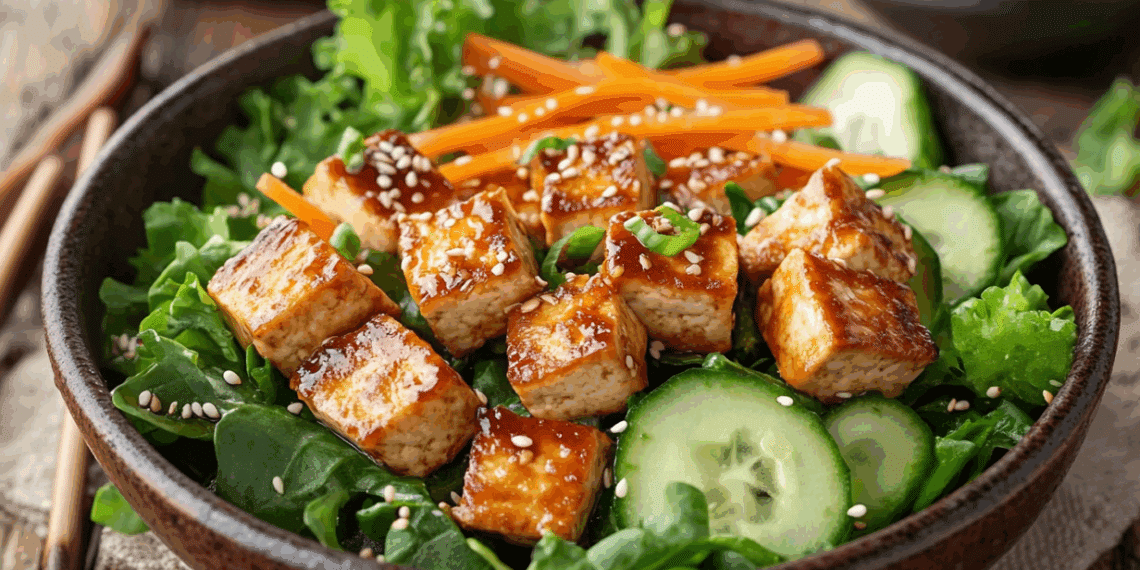 Savory Miso Tofu Salad With Zesty Sesame Dressing