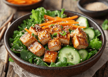 Savory Miso Tofu Salad With Zesty Sesame Dressing