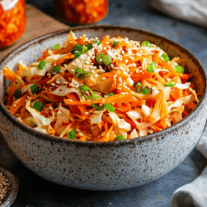 Fiery Korean Fusion Slaw With Kimchi And Crunch - Thefoodiebunch