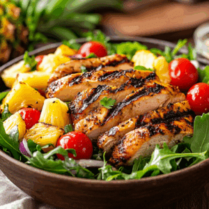 Tropical Grilled Pineapple Chicken Salad With Fresh Ingredients - Thefoodiebunch