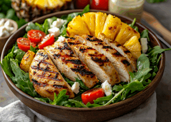 Tropical Grilled Pineapple Chicken Salad With Fresh Ingredients