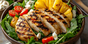 Tropical Grilled Pineapple Chicken Salad With Fresh Ingredients